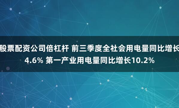 股票配资公司倍杠杆 前三季度全社会用电量同比增长4.6% 第一产业用电量同比增长10.2%